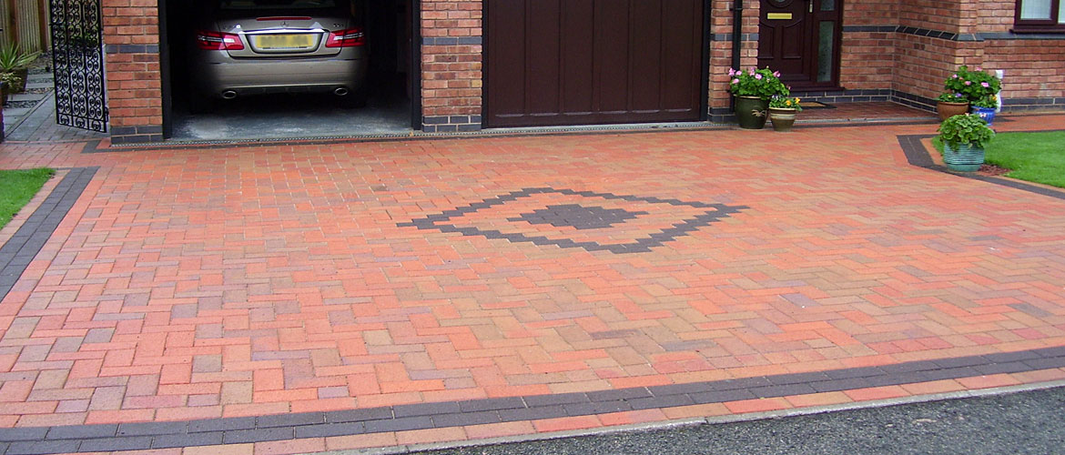 Block paved driveway - red brick